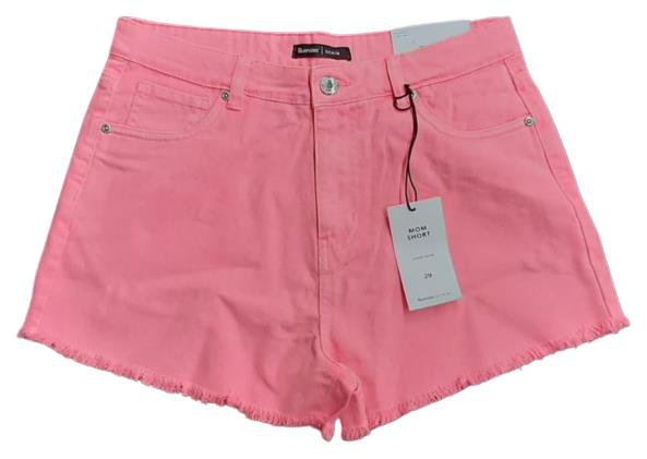Pink frayed-hem shorts