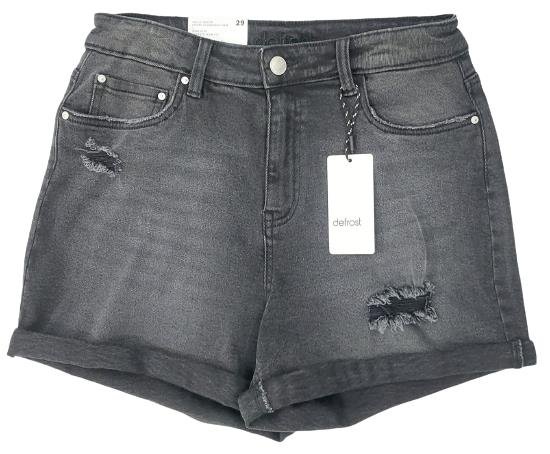 Washed black denim shorts